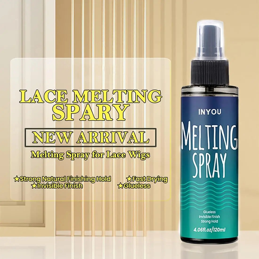Hair Glue Remover and Lace Melting Spray Set - Extreme Hold, Glueless (120ml, 2-Piece)