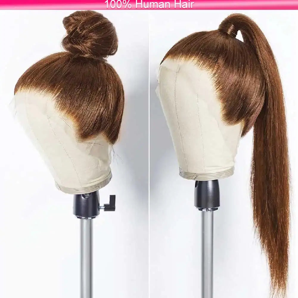 Hidden Invisible Strap Full HD Lace Glueless Wig Straight Chocolate Brown Front