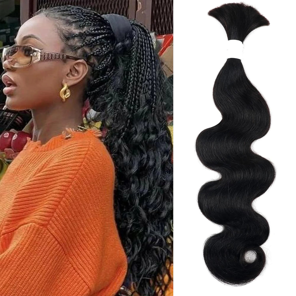 Braiding Hair Human Bulk Deep Wave Braids No Weft Extension 50-80cm