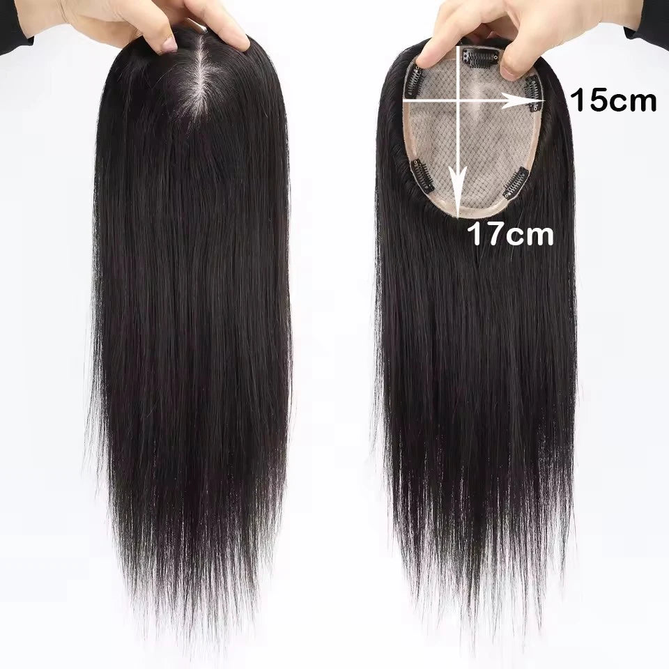 14x16CM Straight Hair Topper Skin Silk Base Virgin Human Piece Cover Breathable