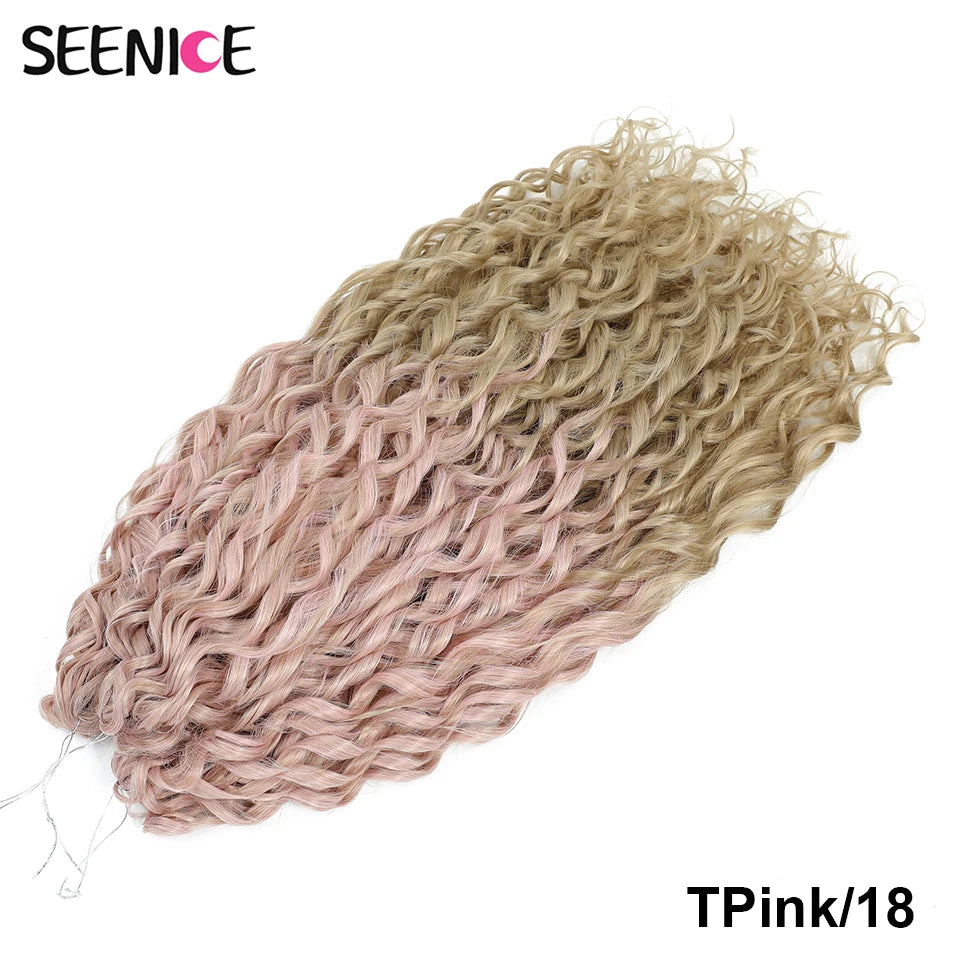 Synthetic Hair Deep Wave Twist Crochet Braid Afro Curl Ombre Blonde Pink
