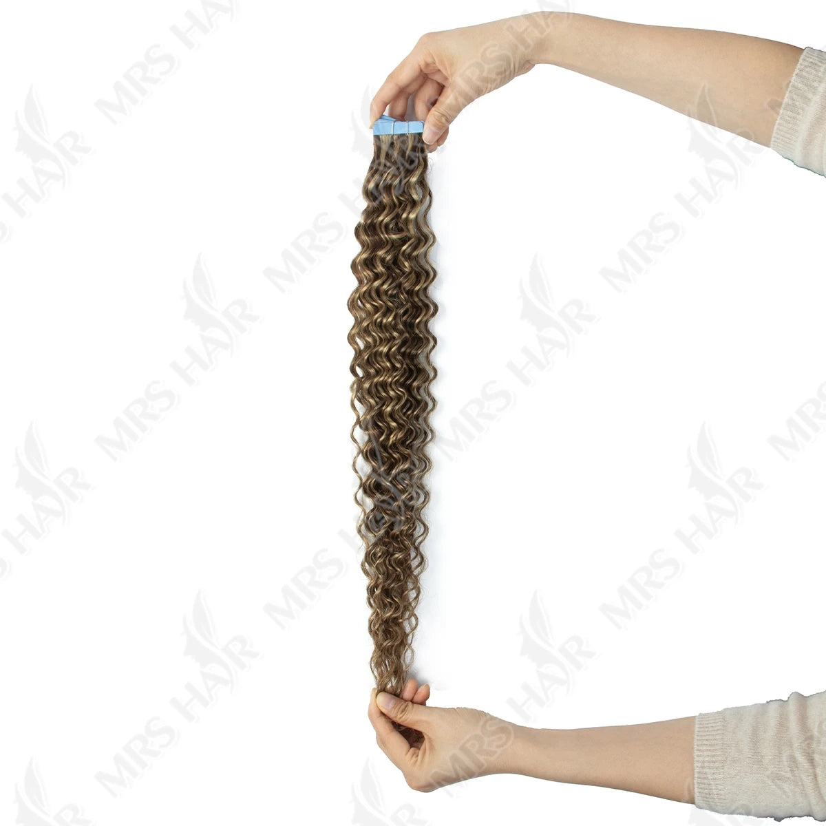 P4-27 Deep Curly Wave Tape in Hair Extensions Human Cuticle Remy 14-24inch