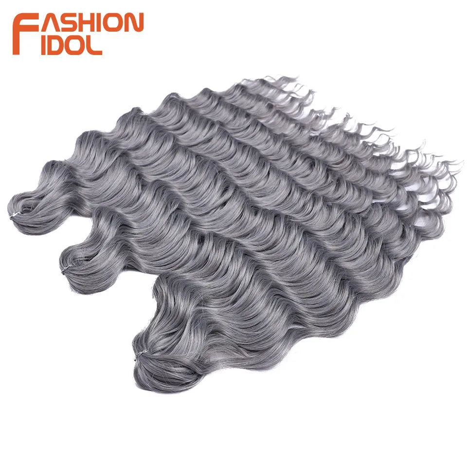 Loose Deep Wave Synthetic Braiding Hair Extensions - 24 Inch Water Wave, Ombre Blonde Twist Crochet