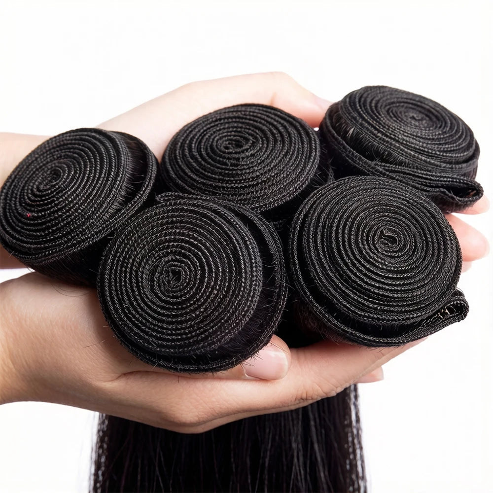 Straight Weave Human Hair Bundles Raw, 100% Natural Brazilian