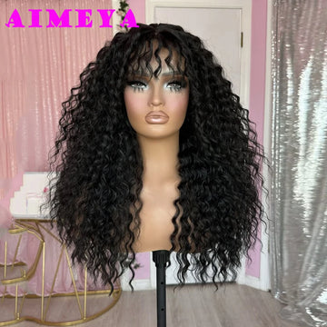 Black Long Curly Synthetic Lace Front Wig 13x4 Glueless Natural Hairline Synthetic Hair Wig Cosplay