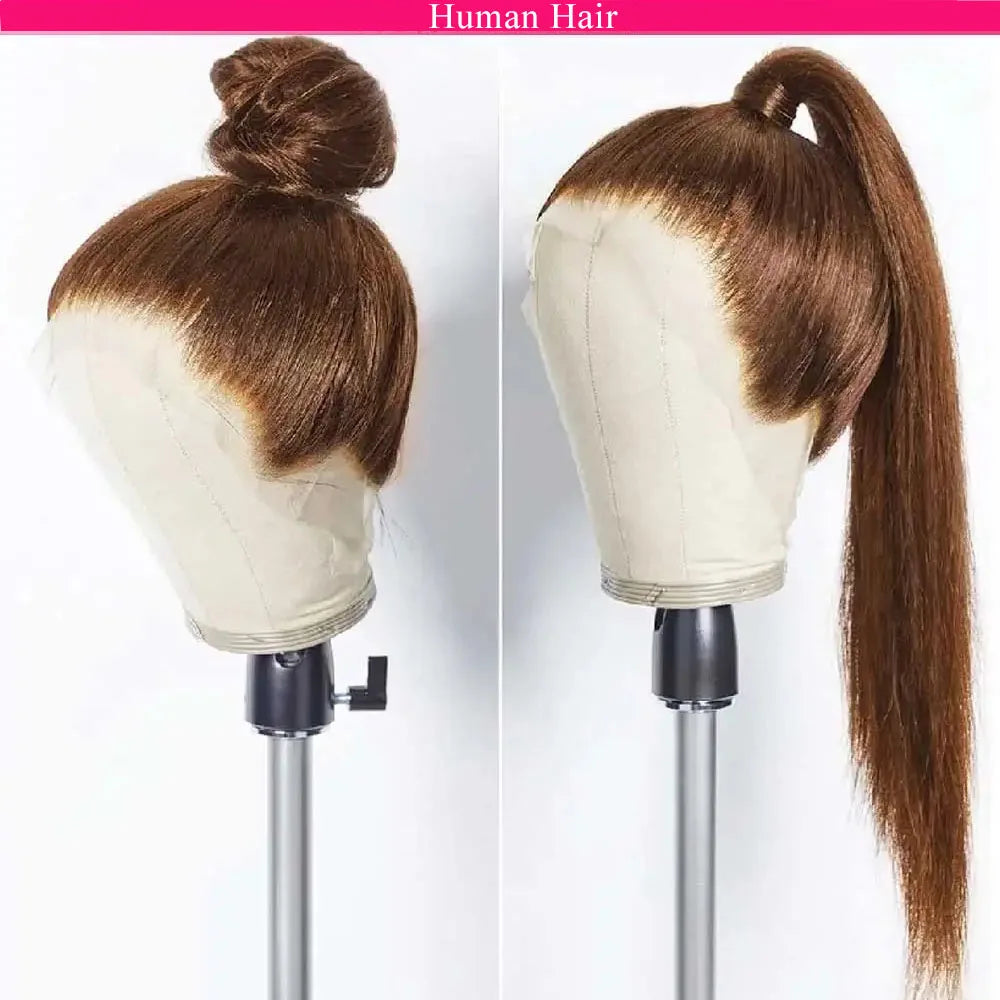 Hidden Invisible Strap Full HD Lace Glueless Wig Straight Chocolate Brown Front