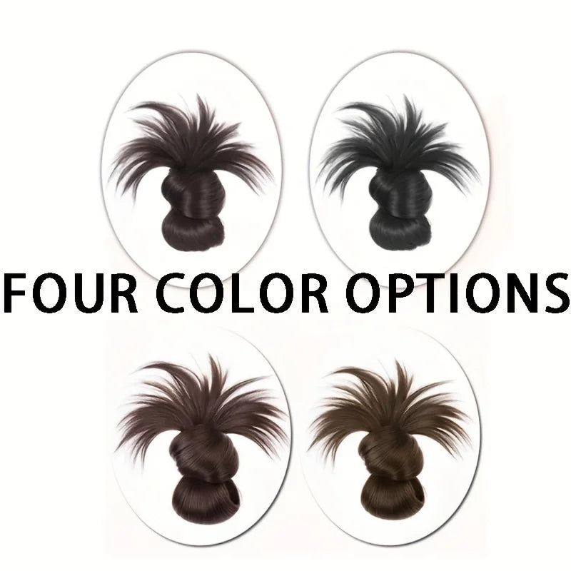 8Inch Elegant Synthetic Half-tie Hair Bun With Claw Clip Lazy Women's Chicken Feather Bun Wig Low Ponytail with Floral Accents