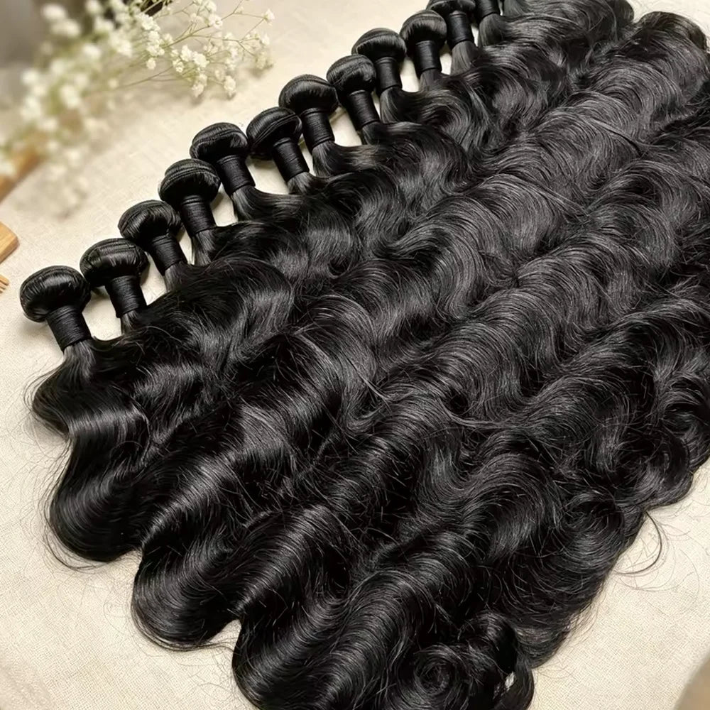 Body Wave Brazilian Virgin Human Hair Bundles, 3 Pack, Natural Color, 28-32 Inch