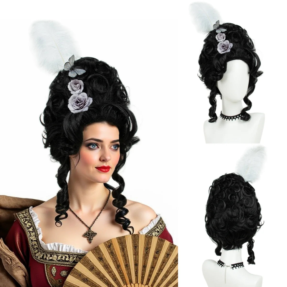 Victorian Rococo Costume Cosplay Wig, 18th Century Baroque Beehive Curly Synthetic Wig