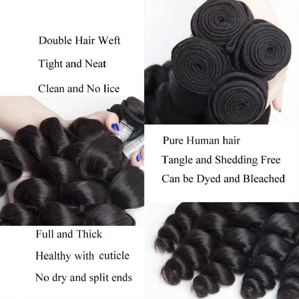 Loose Wave Bundle Human Hair Weave Unprocessed Virgin Wavy Weft Big Spiral