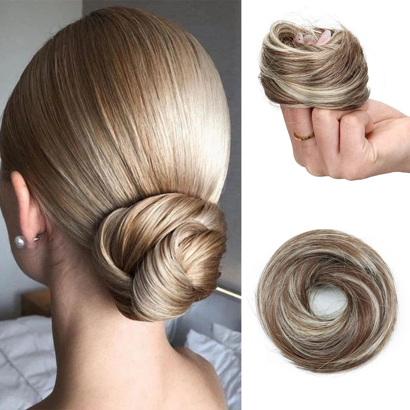 Synthetic Short Straight Hair Bun Chignon Hairpiece Ring Bun Hairstyle Heat-Resistant Easy to Wear Hair Accessories