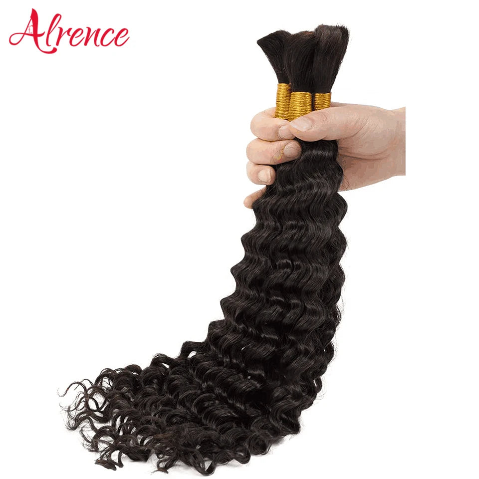 Braiding Hair Human Bulk Deep Wave Braids No Weft Extension 50-80cm