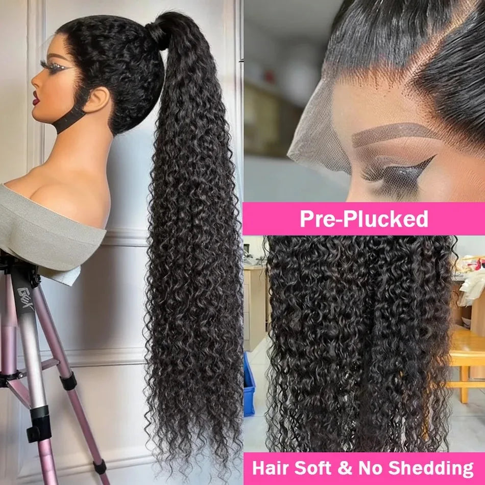 Full Lace Wig Deep Wave Frontal Brazilian Curly Human Hair HD Invisible