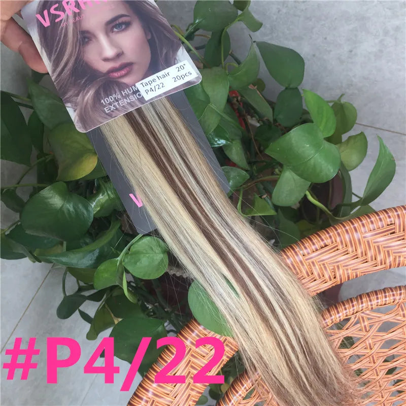 Piano Color Tape In Human Hair Extensions 100% Human Hair Tape Ins Length 14-24inch 2g/sheet 20pcs/pack