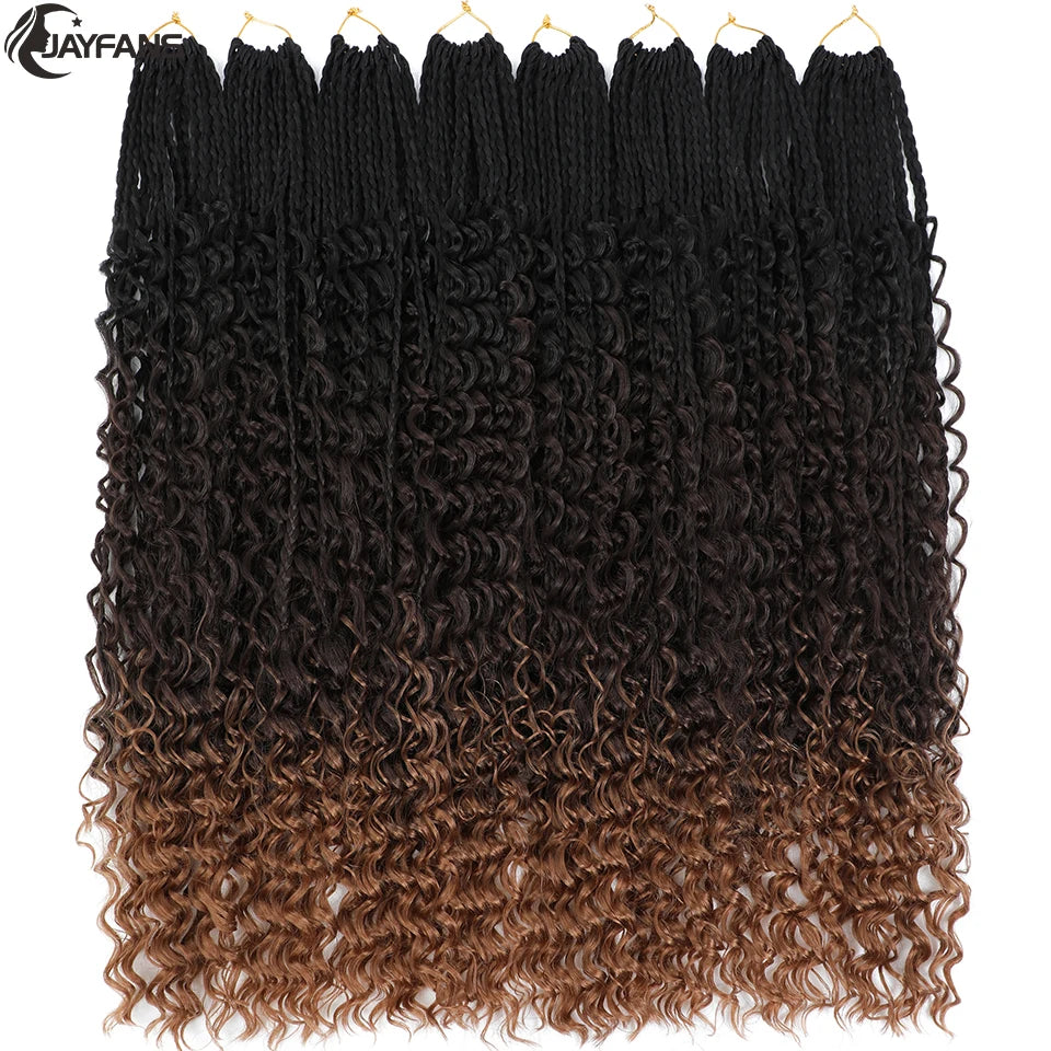 Boho Box Braids Crochet Synthetic Hair Goddess Curly Ends Bohomian