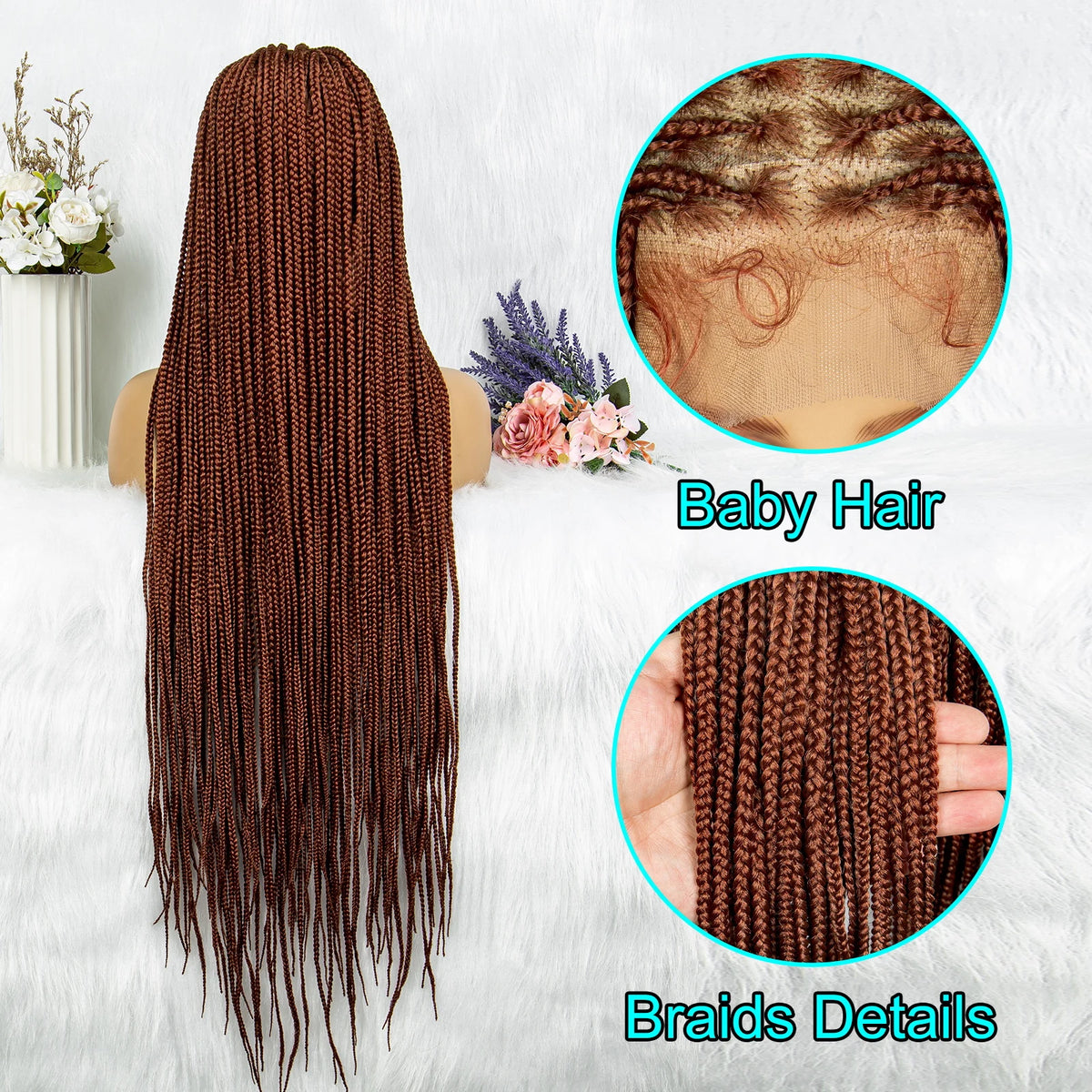 Synthetic Transparent HD Full Lace Braided Wigs Crochet Braid Braiding Hair Knotless