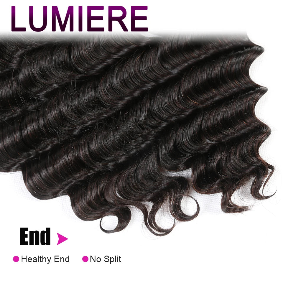 Top Loose Deep Wave Bundles Closure Frontal HD Transparent Lace Virgin Raw