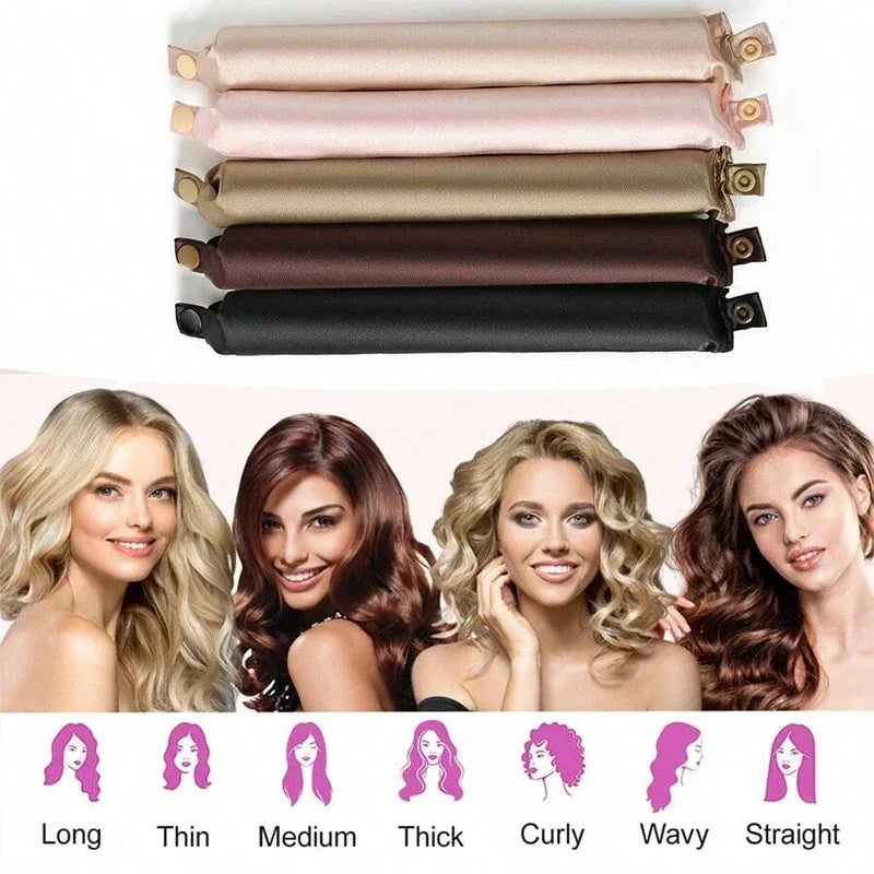 Heatless Hair Curlers Satin Curling Rod Headband No Heat Silk Curls Lazy