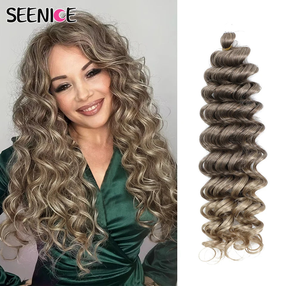 Deep Wavy Twist Synthetic Crochet Hair Afro Curly African Braids Ombre Blonde