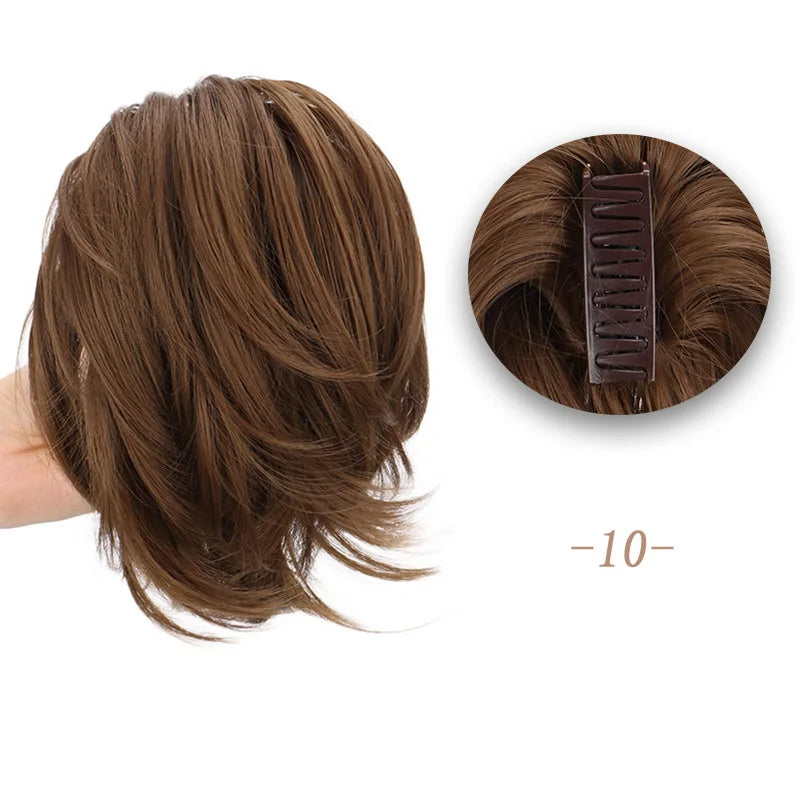 Synthetic Fake Hair Ponytail 8" Short Multi Layered Straight Claw On Clip