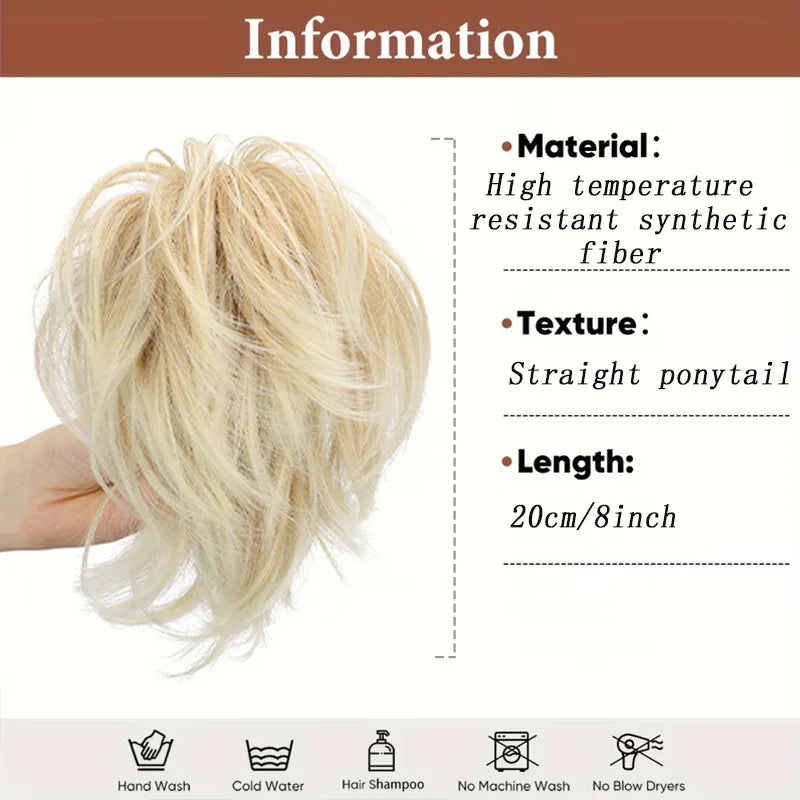 Synthetic Fake Hair Ponytail 8" Short Multi Layered Straight Claw On Clip