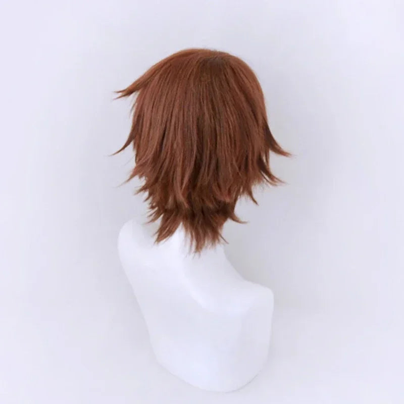 Halloween Anime Cosplay Wig 30cm Dark Brown Short Hair Heat Resistant Synthetic Wigs