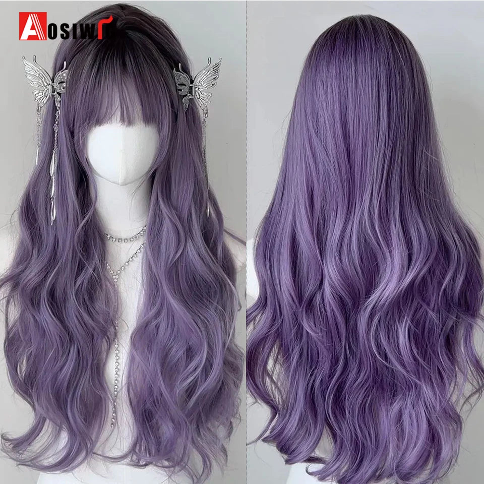 Blonde Twin Ponytail Princess Cut Natural Short Hair Synthetic Wigs Bangs Heat