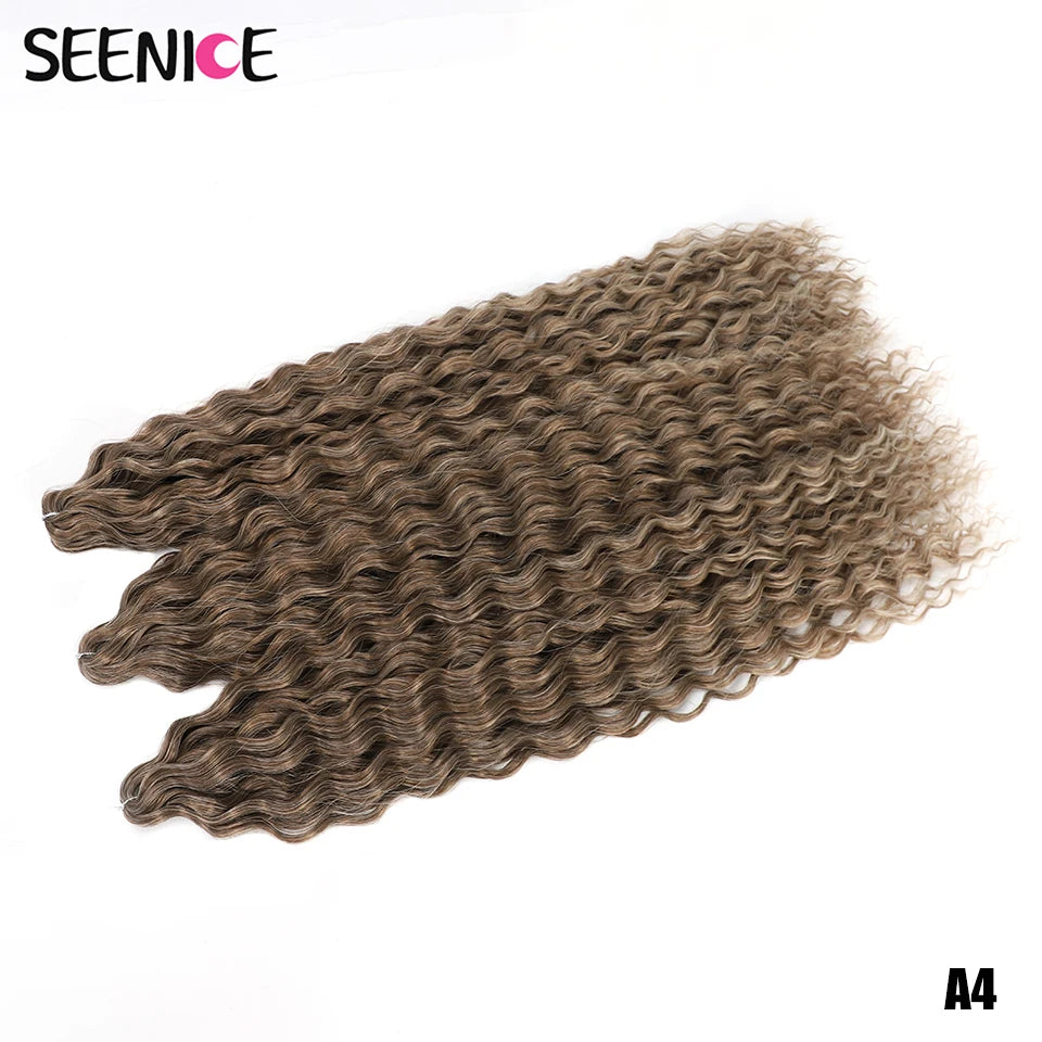 African Curls Synthetic Water Wave Twist Crochet Braiding Hair, Afro Curl, Ombre Blonde Pink Deep Wave