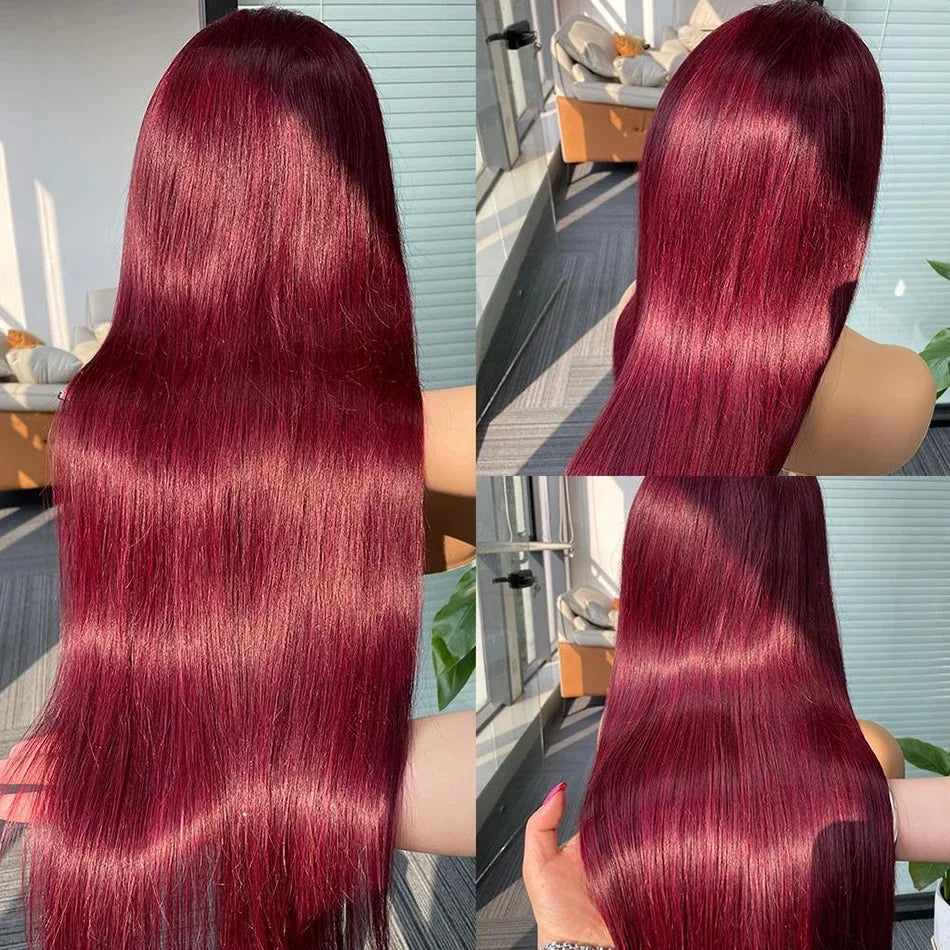 Burgundy Glueless Wigs Human Hair 99J HD Lace Vietnamese Super Double Drown