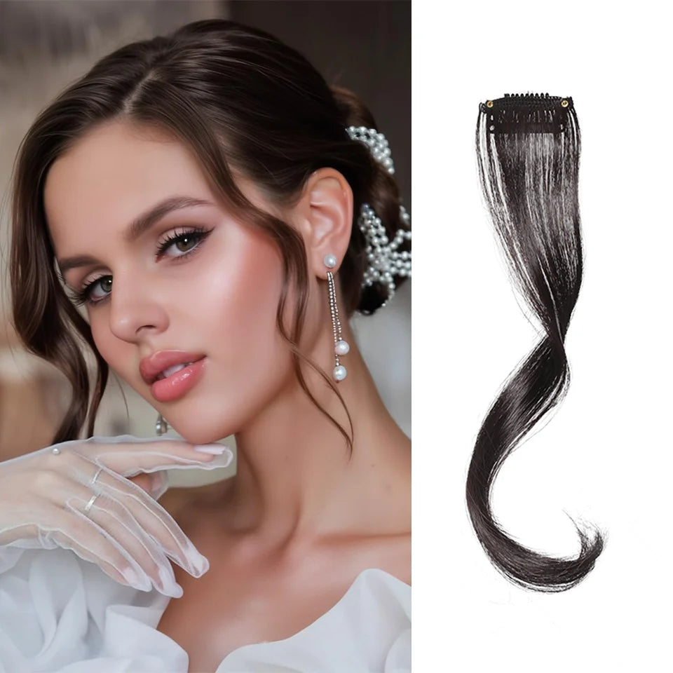 Chic 10'14-Inch Clip-In Bangs with Temples - Synthetic Curly Wavy Hairpieces, Versatile & Easy to Style