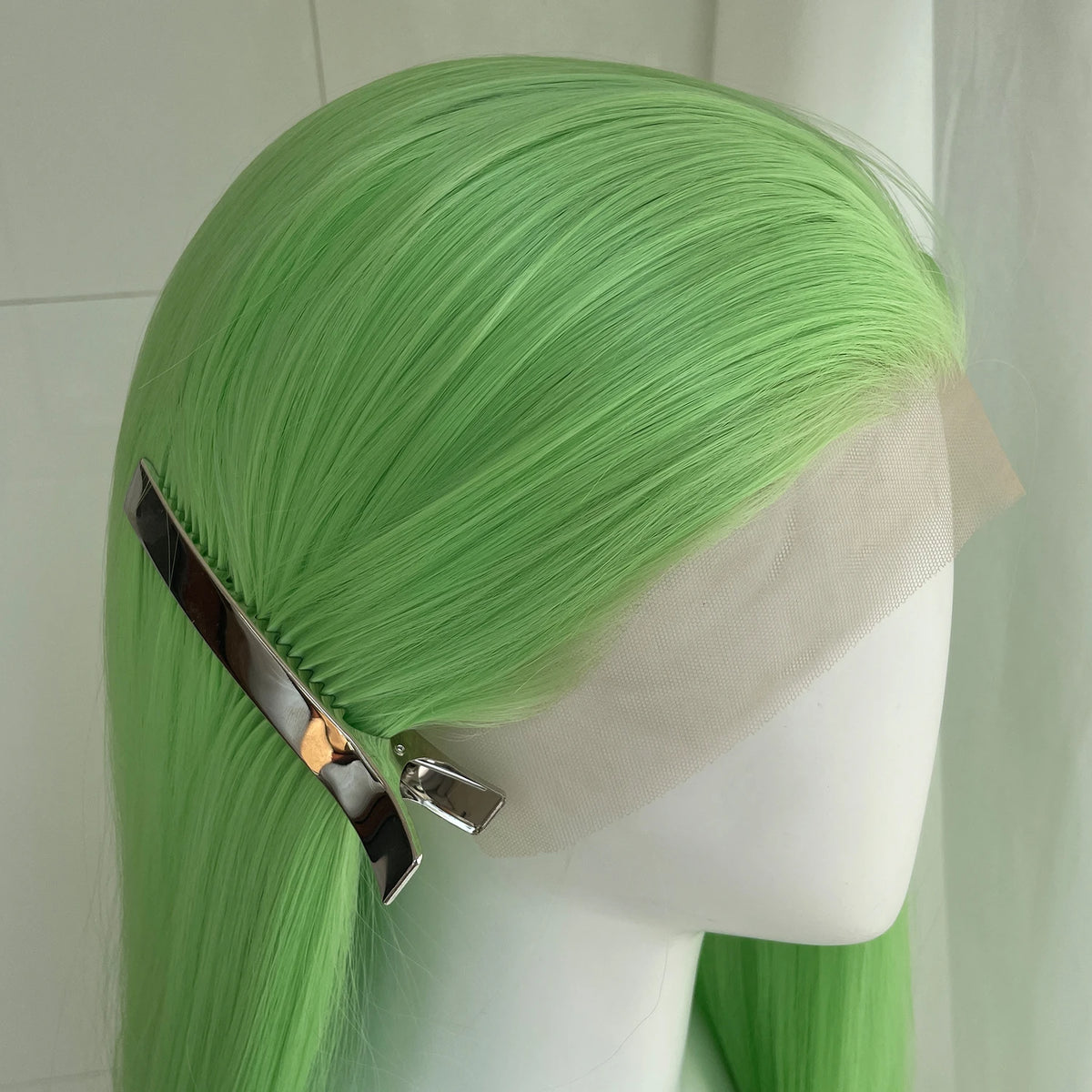Light Green 13x4 Synthetic Lace Front Wig Long Straight Glueless Heat Resistant