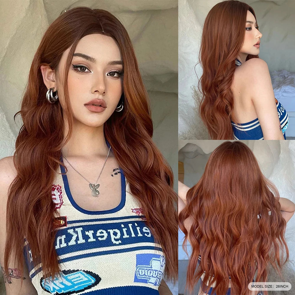 Super Long Curly Silver White Synthetic Wig Medium Part Water Wave Daily