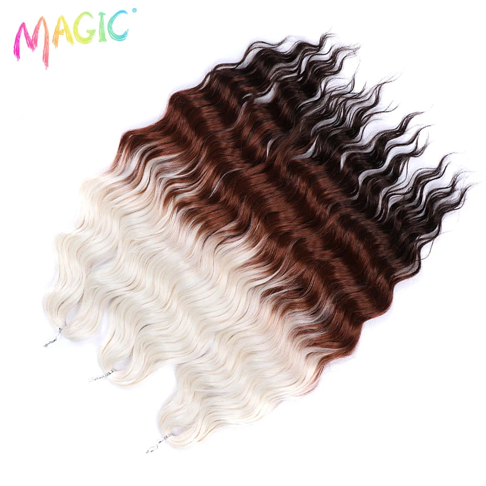Water Wave Braiding Hair Extensions Ombre Blonde Deep Afro Curl Twist Crochet