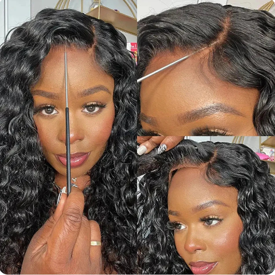 13x6 Glueless Density Brazilian Deep Wave Curly HD Lace Frontal Human Hair