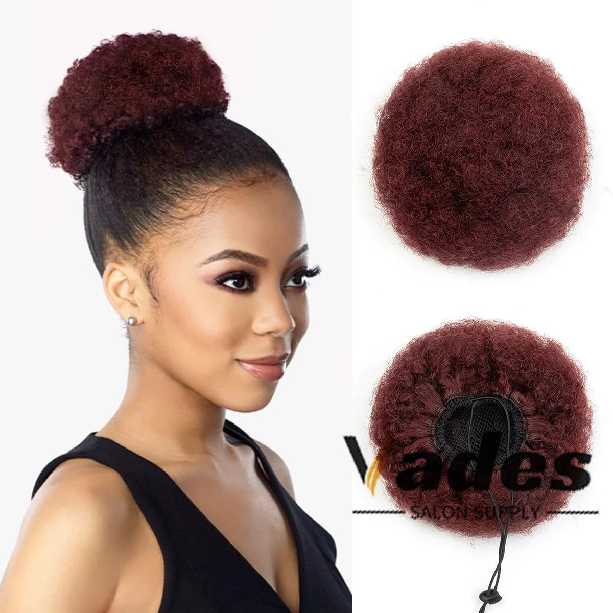 Curly Human Hair Ponytail Afro Kinky Puff Drawstring Bun Piece Clip in