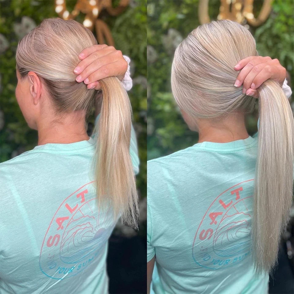 Light Brown Bone Straight Clip in Hair Extensions Full Head One-piece Human