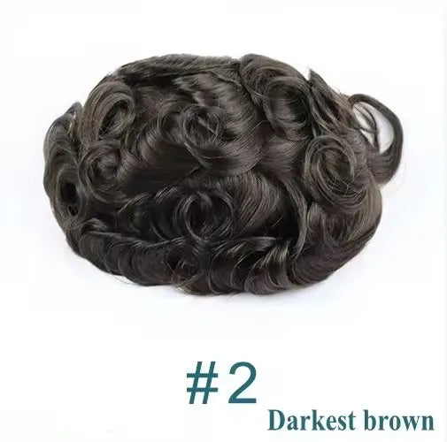 Swiss Lace PU Toupee Black Europe Human Hair Wig 1B40 Replacement System