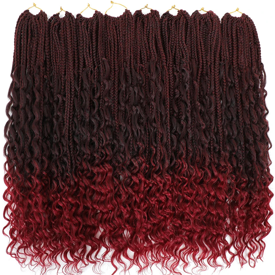 Boho Box Braids Crochet Synthetic Hair Goddess Curly Ends Bohomian