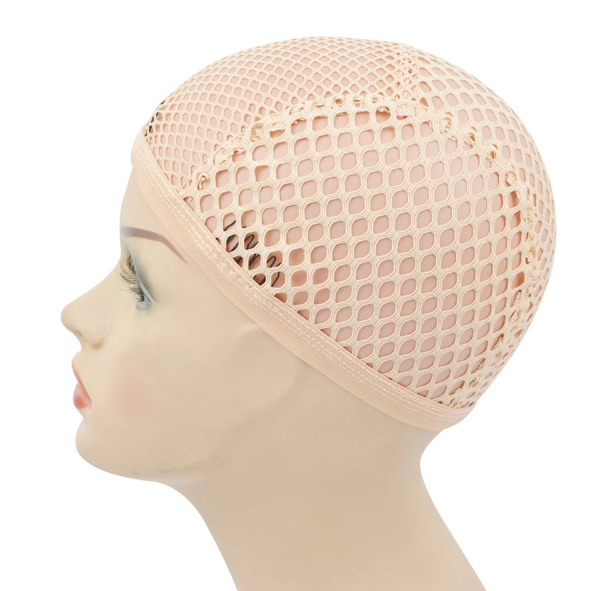 1pc Black/Blonde 4 clips Stretch Mesh Cap Big Hole Weaving Cap for Making Wigs