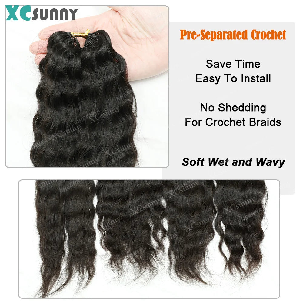 Wet Wavy Feather Crochet Human Hair Bundles Pre Separated Miracle Knots Extensions