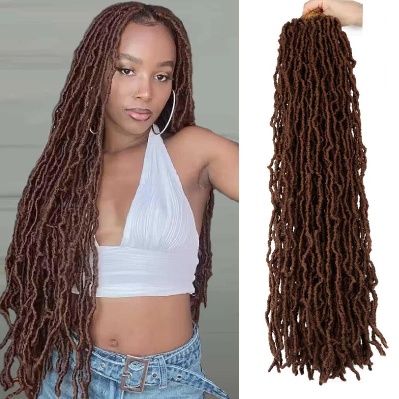 Brown Soft Synthetic Locs 30 Inch 7 Packs Faux Locs Color 30 Crochet Locs Hair Whole Strand No Extended Pre-looped Long Locs