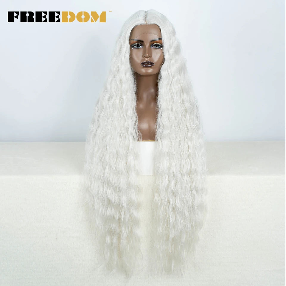 Synthetic Lace Frontal Wig Long Curly Ombre Brown Highlight Ginger White Pink