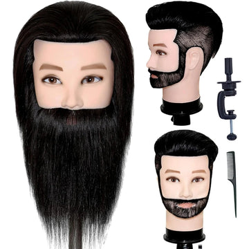 Male Mannequin Head,Training Head,With 100% Human Hair for Hairdressers,Hair Stylists,Cosmetologist,Barber Shop and Cosmetology
