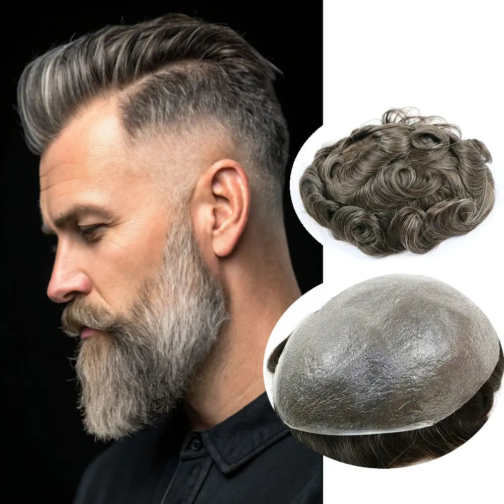 Super Natural Hairline 80Density 0.02mm Ultra Thin Skin Undetectable Vloop Toupee 1b20