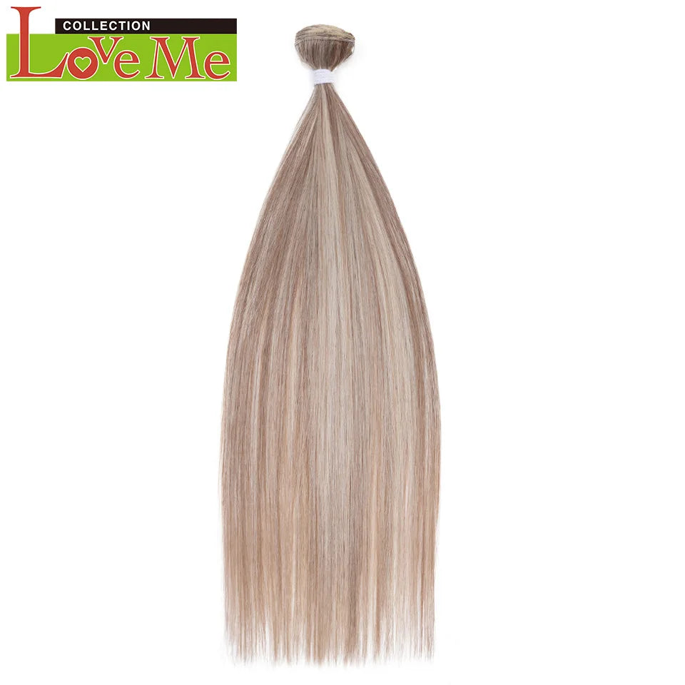 Yaki Straight Hair Extensions Salon Synthetic Bundles Temperature Fiber Ombre Blonde Fake