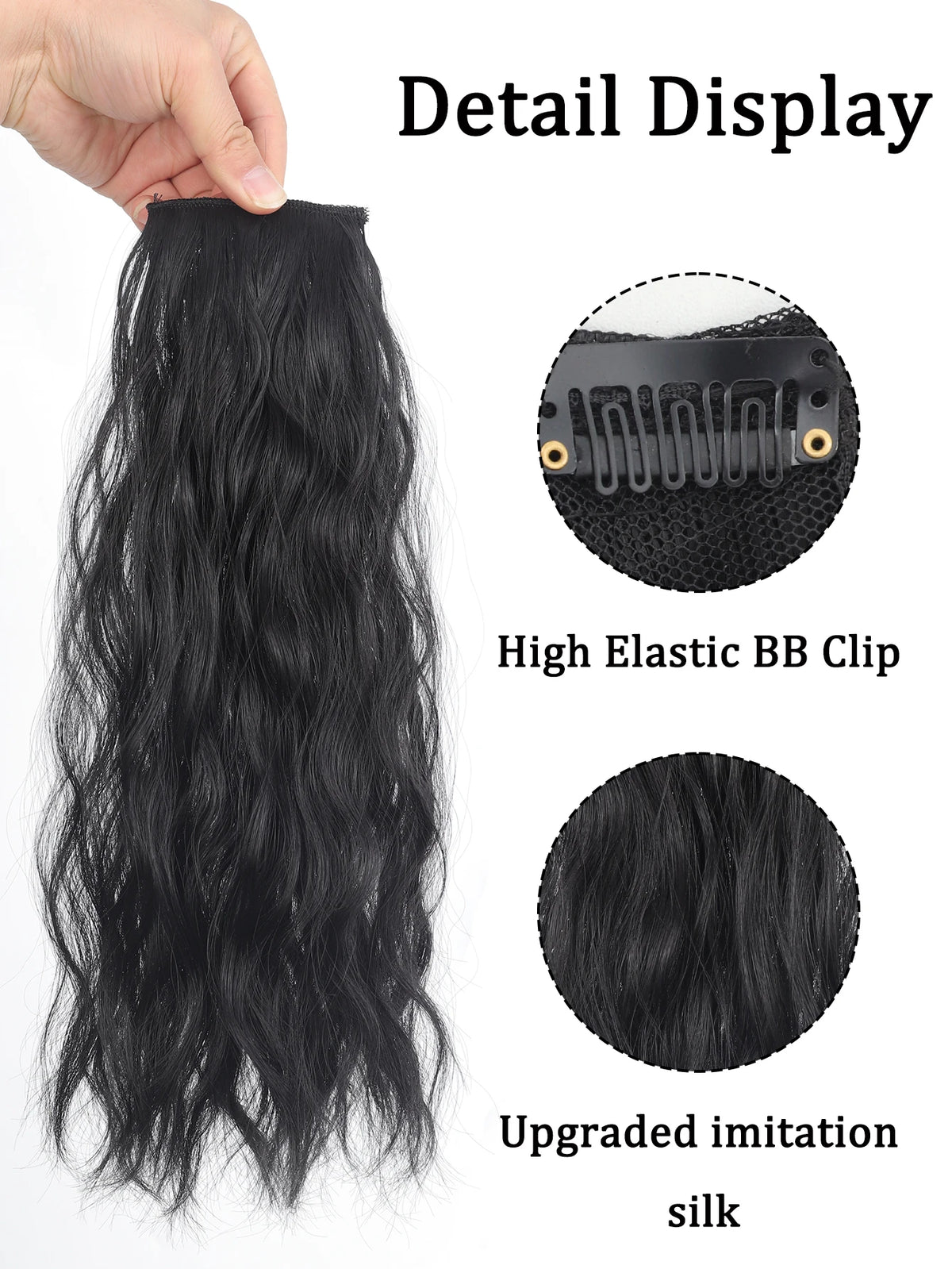 Water Wave Extensions Clip in Hair Invisible Synthetic Wig Piece Suitable Thinning