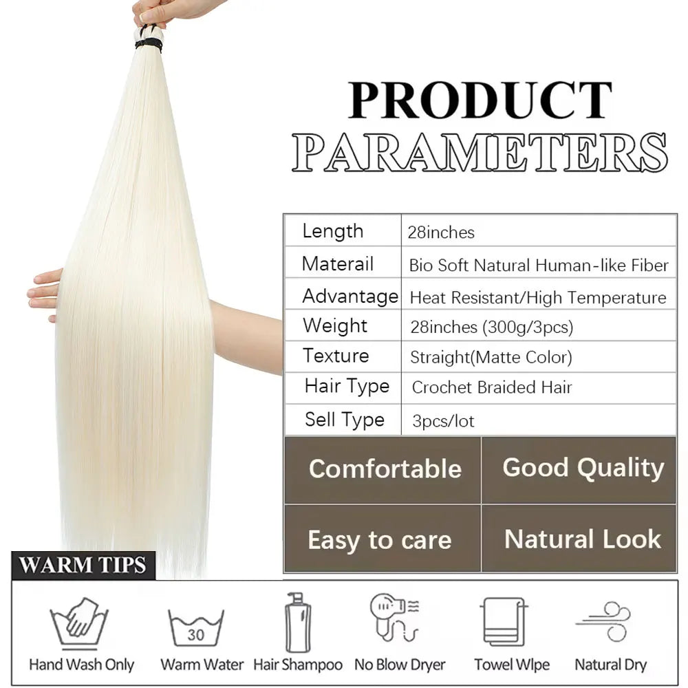 Straight Pony Hair Bundles Crochet Braids Synthetic Braiding Soft Extensions