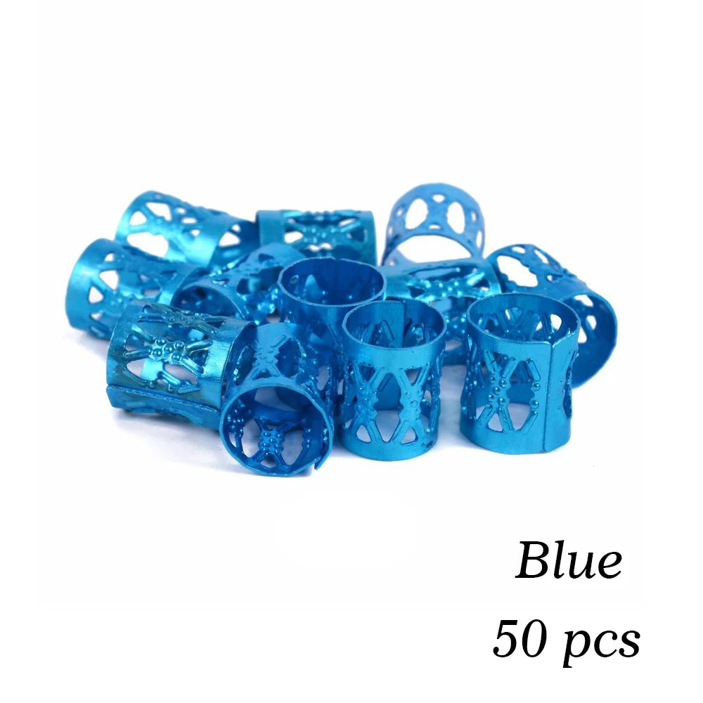Dreadlock Hair Rings for Braids, Adjustable Braid Beads Cuffs, Aluminium