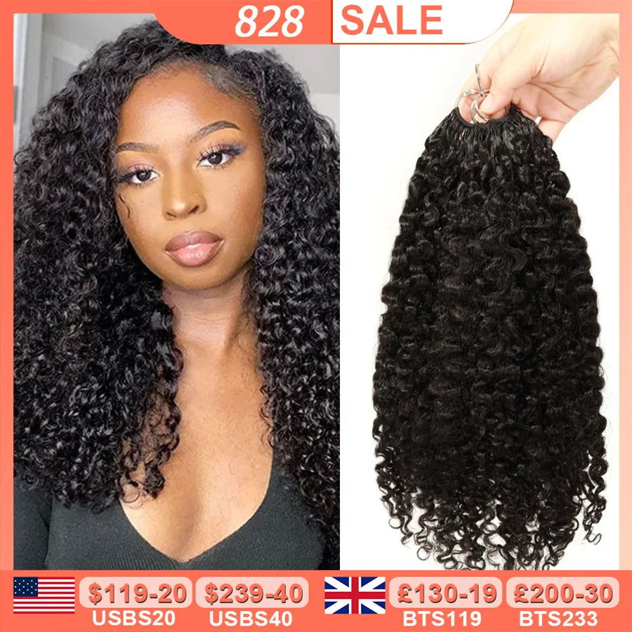 Burmese Curly Crochet Human Hair Knotless Pre-separated Extensions, 100% Full Head Brazilian