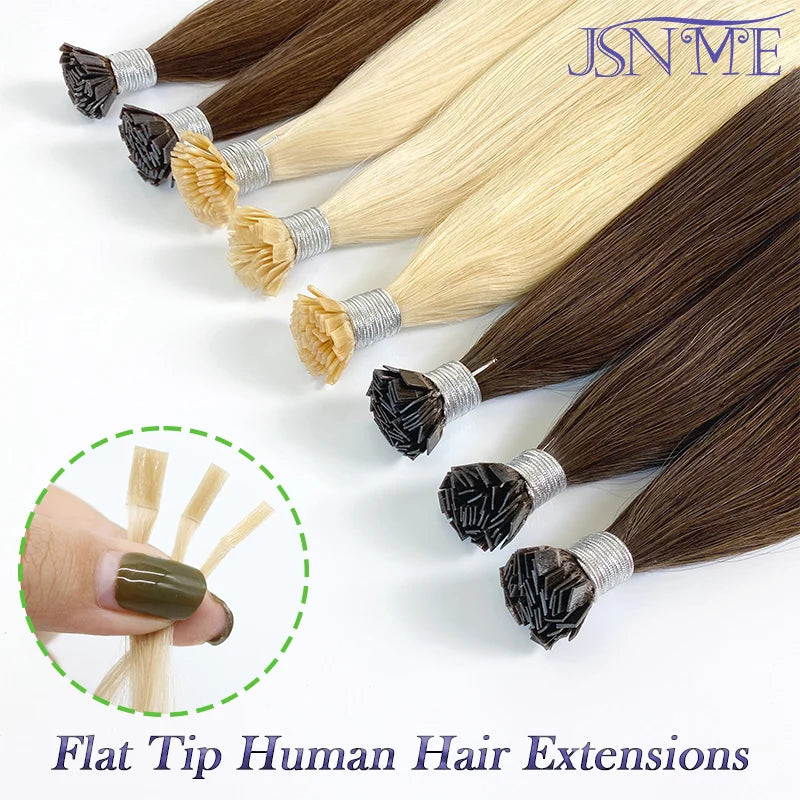 Flat Tip Hair Extensions Keratin Natural Human Hair Extension Brown Blonde 1g/Strand For Salon